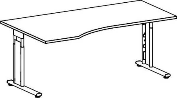 Image PC-Tisch links Buche/Silber C-Fuß Flex, BxT: 1800x800/1000mm