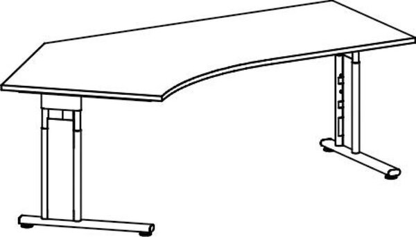 Image Schreibtisch 135° links Lichtgrau/Silber, C-Fuß Flex