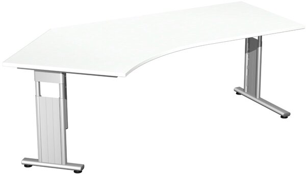 Image Schreibtisch 135° links weiß/silber, C-Fuß Flex