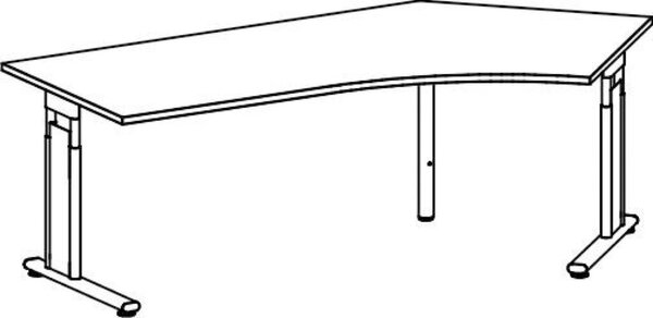 Image Schreibtisch, rechts, C-Fuß Flex 135°, 2166x1131,Lichtgrau/Silber