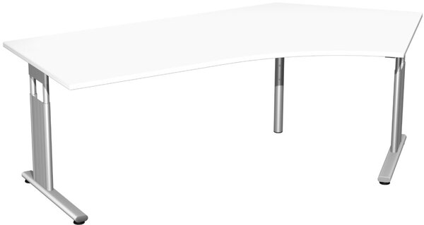 Image Schreibtisch, rechts, C-Fuß Flex 135°, 2166x1131, weiß/silber