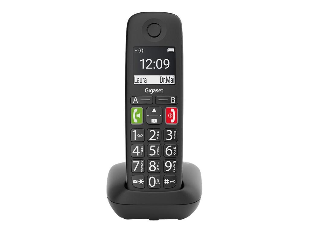 Image GIGASET E290 schwarz schnurlos analog DECT Grosstaste