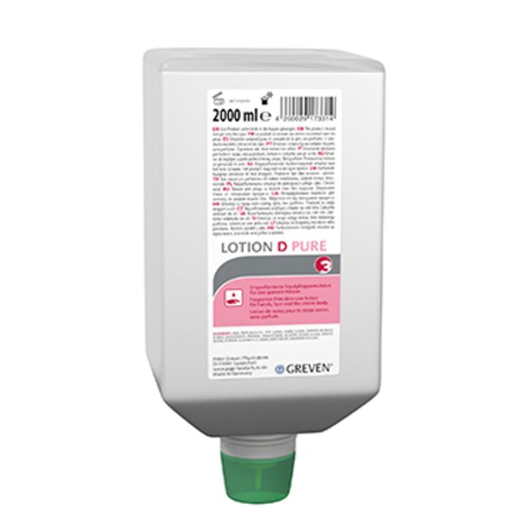 Image GREVEN® LOTION D pure, parfümfrei | 2-Liter-Varioflasche Hautpflegelotion für den ganzen Körper