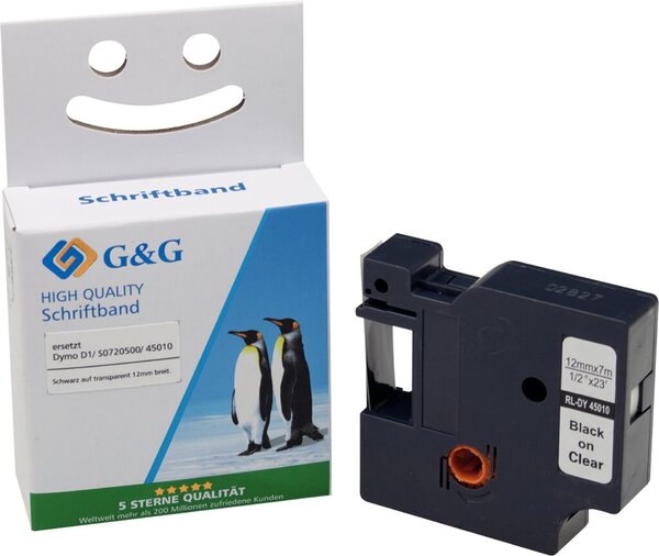 Image Premium Schriftband 12mm/7m, komp. zu 45010/S0720500, schwarz / transparent