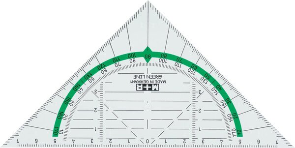 Image Geodreieck 16 cm Green Line, glasklar, grün hinterlegt