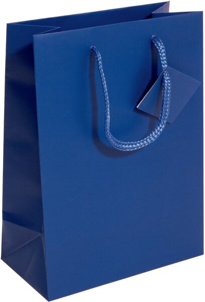 Image Geschenktasche Small, ultramarinblau mit Mattlack und Geschenkeanhänger