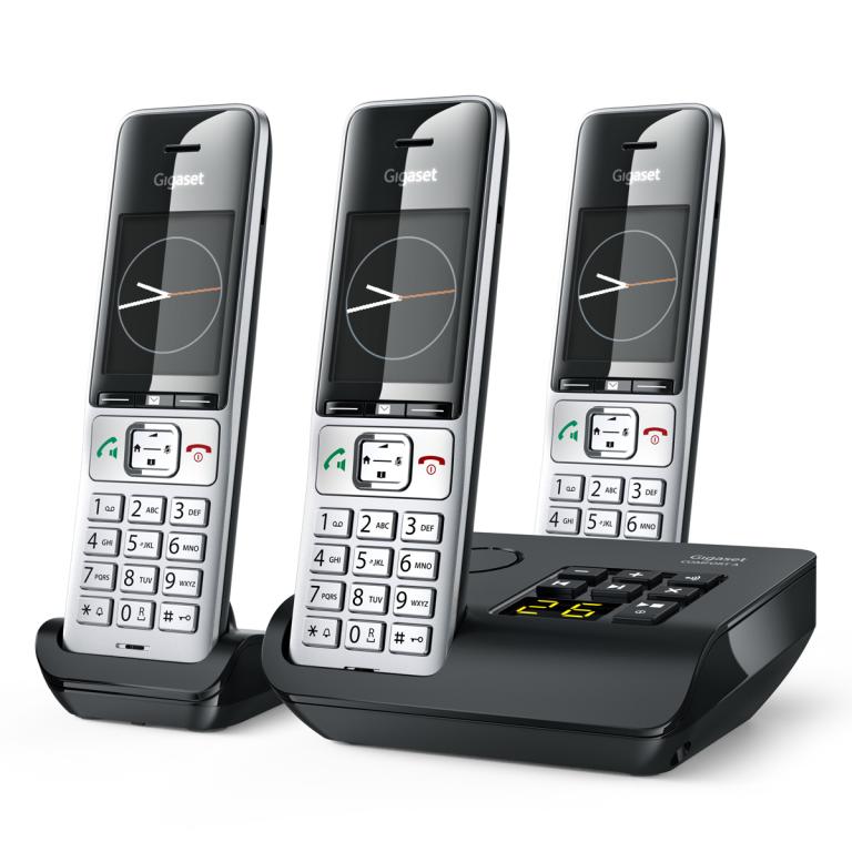 Image Gigaset COMFORT 500A trio Schnurlostelefon-Set mit Anrufbeantworter schwarz-silber