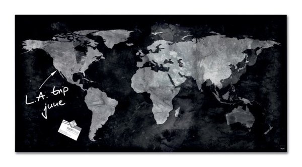 Image Glas-Magnetboard Artverum, World-Map Weltkarte inkl. extra starker