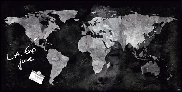 Image Glas-Magnetboard Artverum, World-Map Weltkarte inkl. extra starker