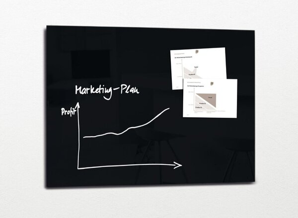 Image Glas-Magnetboard Artverum, schwarz inkl. 1 starker SuperDym-Magnet und
