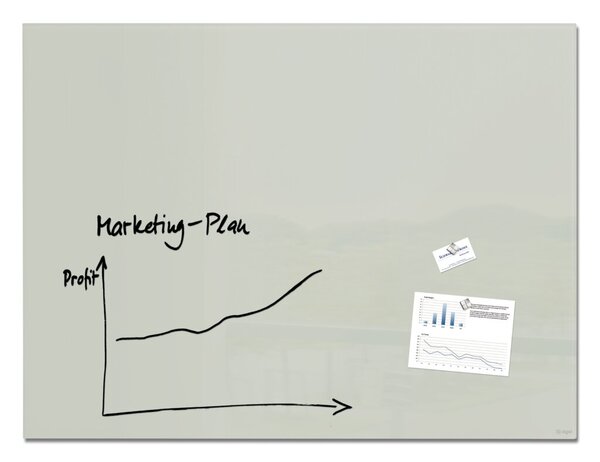 Image Glas-Whiteboard Artverum 1200 x 900 mm grau, inkl. zwei extra-starker