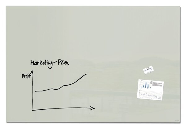 Image Glas-Whiteboard Artverum 1500 x 1000 mm, grau, inkl. zwei extra-starker