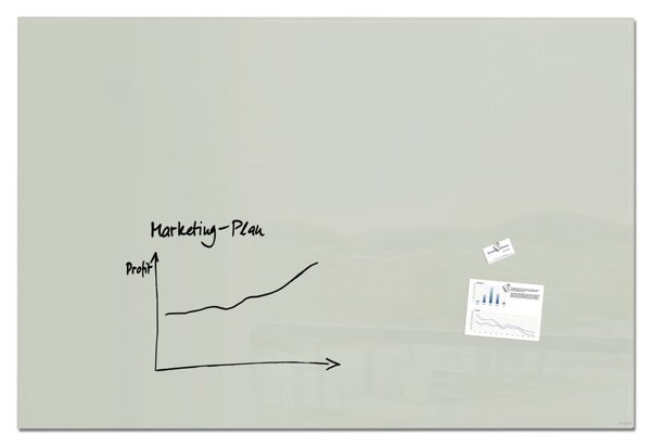 Image Glas-Whiteboard Artverum 1800 x 1200 mm, grau, inkl. zwei extra-starker