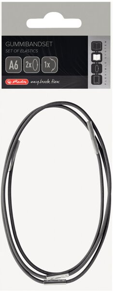 Image Gummibandset, A6, anthrazit 1 Verschluss- und 2 Haltegummis