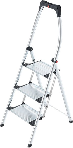 Image HAILO Komfort-Klapp-Tritt,Alu,H 0,74m,3 Stufen,mit Ablageschale