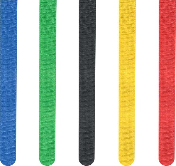 Image Klettbinder-Streifen 16x215mm, 5 Stück farbig, wiederverwendbar, waschbar