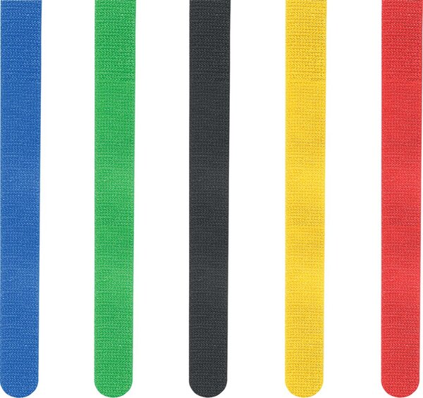 Image Klettbinder-Streifen 16x215mm, 5 Stück farbig, wiederverwendbar, waschbar