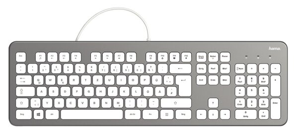 Image HAMA KC-700 - Tastatur - USB - German QWERTZ - weiß, Silber