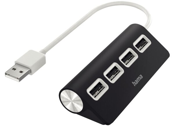 Image HAMA USB-Hub 4 Ports, USB 2.0, 480 Mbit/s, schwarz
