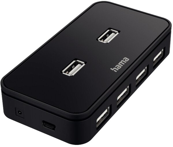 Image HAMA USB-Hub 7 Ports, USB 2.0, 480 Mbit/s, inkl. Kabel und Netzteil