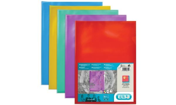 Image HAMELIN ELBA Sichthüllen, transparent, DIN A4, aus PVC, 0,15 mm, farbig sortier