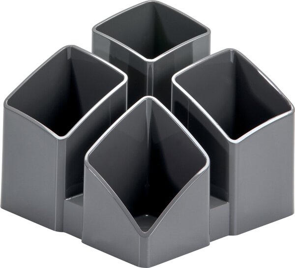 Image Schreibtischköcher SCALA, dunkelgrau 4 Fächer, rutschfest, möbelschonende