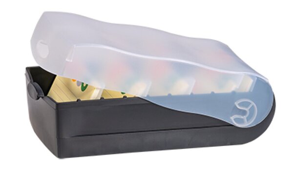 Image Lernkartei Karteibox A7 Croco quer transluzent schwarz, für 900 Karten