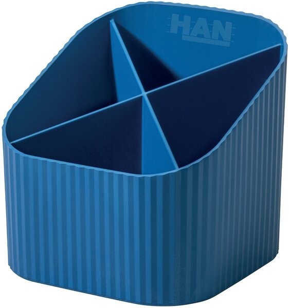Image HAN Stiftehalter KARMA blau Polystyrol 4 Fächer 11,1 x 11,1 x 10,5 cm