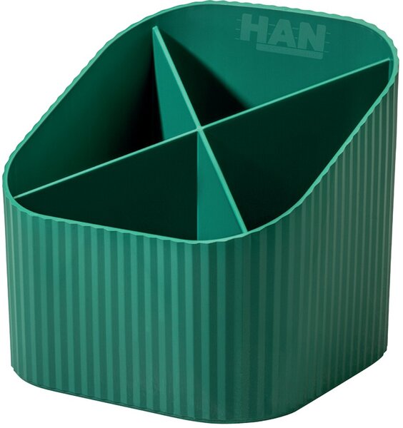 Image HAN Stiftehalter KARMA grün Polystyrol 4 Fächer 11,1 x 11,1 x 10,5 cm