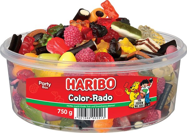 Image Haribo Color-Rado 750g Party Box Fruchtgummi Mischung mit Lakritz