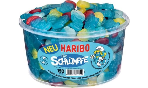 Image HARIBO Fruchtgummi SCHLÜMPFE, 150er Runddose (9540003)