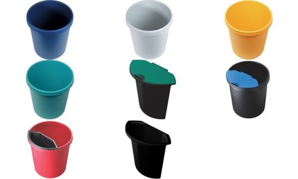 Image HELIT Gross-Papierkorb, 45 Liter, PE, blau rund, mit umlaufendem Griffrand, obe