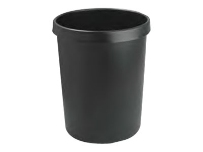 Image HELIT Gross-Papierkorb, 45 Liter, PE, schwarz rund, mit umlaufendem Griffrand, 