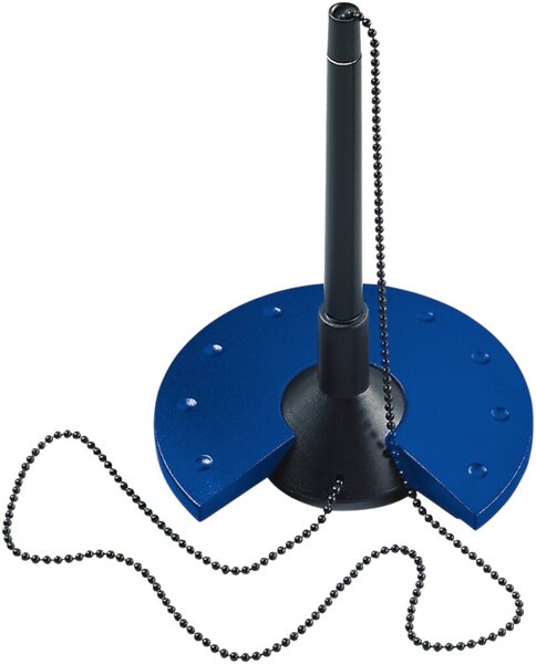 Image HELIT Kugelschreiber-Ständer, schwarz-blau mit schwarz verchromter Metallkette,