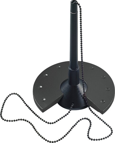 Image HELIT Kugelschreiber-Ständer, schwarz mit schwarz verchromter Metallkette, aus 