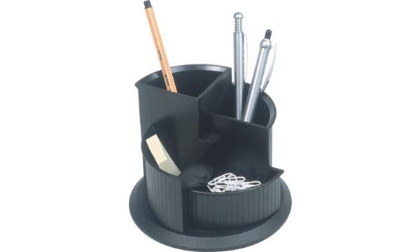 Image HELIT Multiköcher Linear, 4 Fächer, drehbar, schwarz aus Polystyrol, rund, Durc