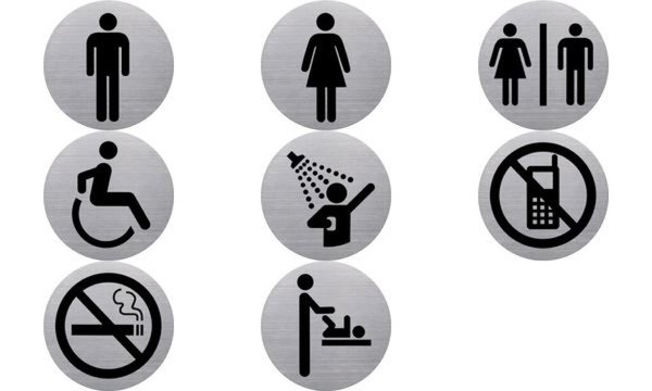 Image HELIT Piktogramm "WC Behinderte", Durchmesser: 115 m, silber selbstklebend, aus