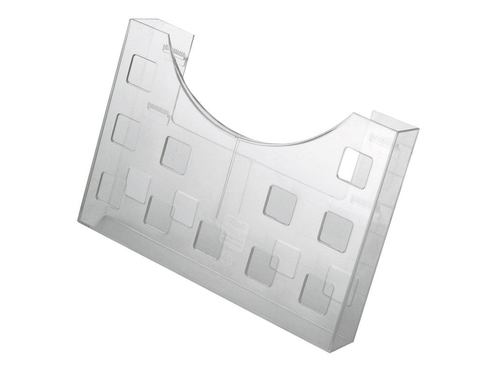 Image HELIT Prospekthalter, DIN A5 quer-2x DIN A6 hoch grau-transparent, zur Wandanbr