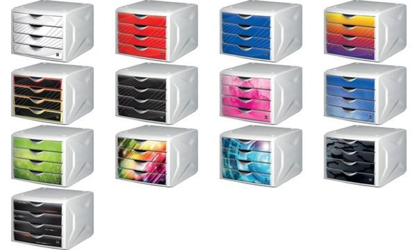 Image HELIT Schubladenbox Chameleon, 4 Schübe, Dekor blue knight aus bruchfestem Poly