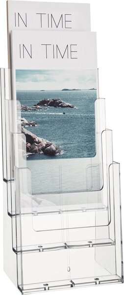 Image HELIT Tisch-Prospekthalter, 1-3 DIN A4-DIN C6, 4 Fächer aus Acryl, glasklar, Fa