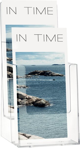 Image HELIT Tisch-Prospekthalter, 1-3 DIN A4-DIN C6, 2 Fächer aus Acryl, glasklar, Fa