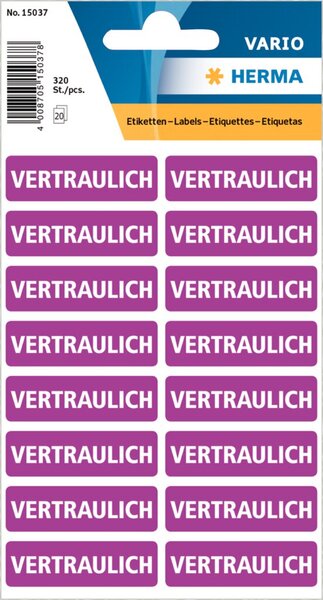 Image Textetiketten Vertraulich 20 Blatt = 1 Pack
