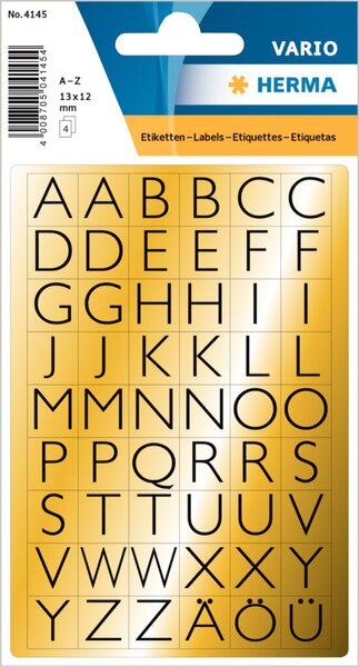 Image Buchstaben 13x12mm A-Z Goldfolie sw 4Bl 1Pack