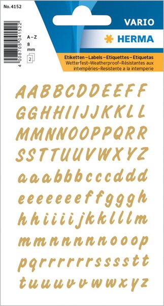 Image Buchstaben 8mm A-Z wetterfest gold Folie transparent gold 2Bl 1Pack