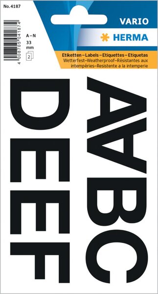 Image Buchstaben 33mm A-N wetterfest sw Folie schwarz 1Bl 1Pack