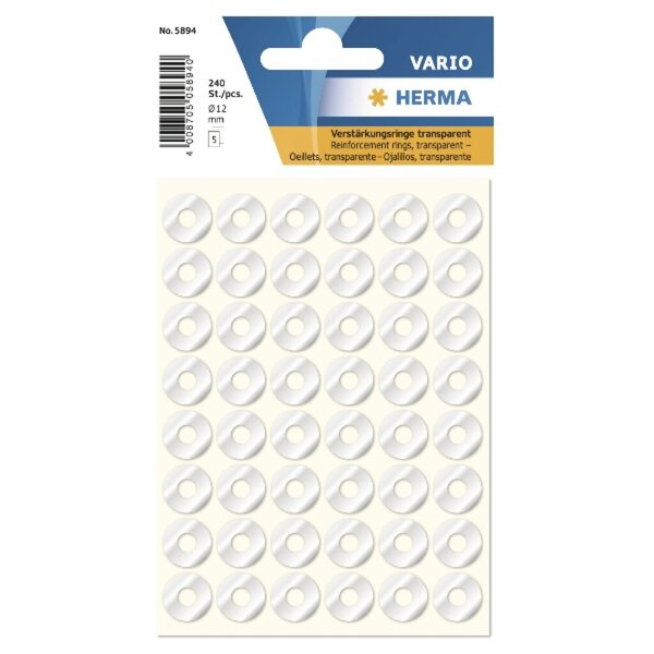 Image Schmucketikett Verstärkungsringe 12 mm, transparent
