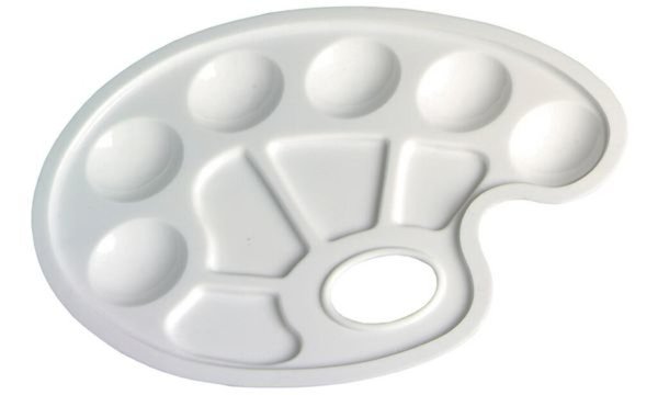 Image HERLITZ Farbmisch-Palette, aus Kunststoff, oval, weiß 6 runde Farbfelder, 4 Mis