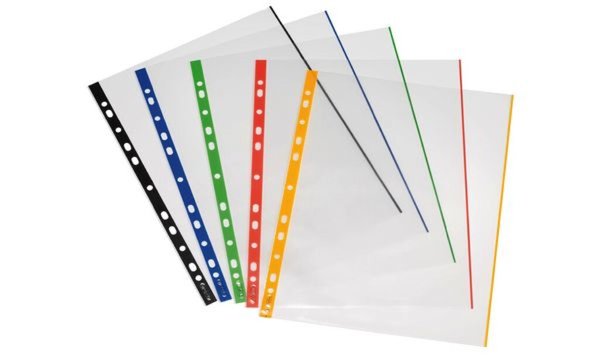 Image HERLITZ Prospekthülle, DIN A4, glasklar, farbiger Außenrand 0,070 mm, aus PP-Fo