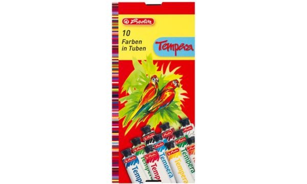 Image HERLITZ Temperafarbe, farbig sortiert, 10er Karton-Etui gut deckend, mit Wasser