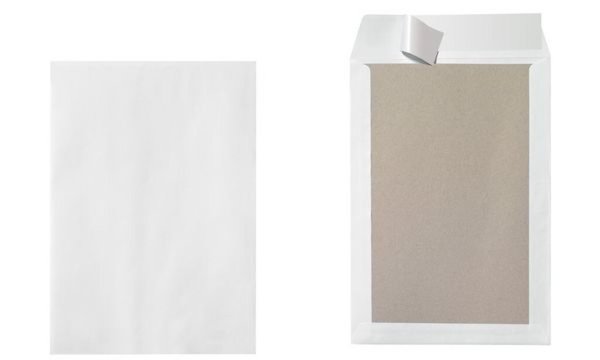 Image HERLITZ Versandtasche mit Papprücken B4, ohne Fenster, weiß Natron-Recycling-Kr